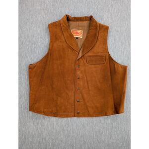 Pony Express Vest Mens XL Brown Western Suede Pigskin Leather USA 90s